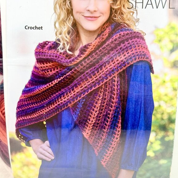 Annies Hook & Needle Kit Club Lacy Mesh Shawl Crochet Kit With Yarn - Picture 2 of 5